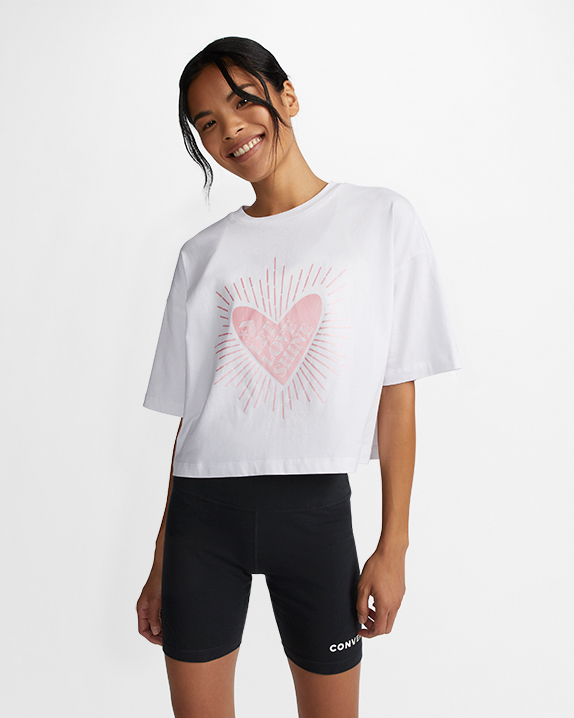 Converse Ladies Radiating Love Short Sleeve Crop Graphic T-Shirt ...