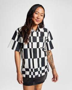 Checkered Short Sleeve Button-Down Shirt