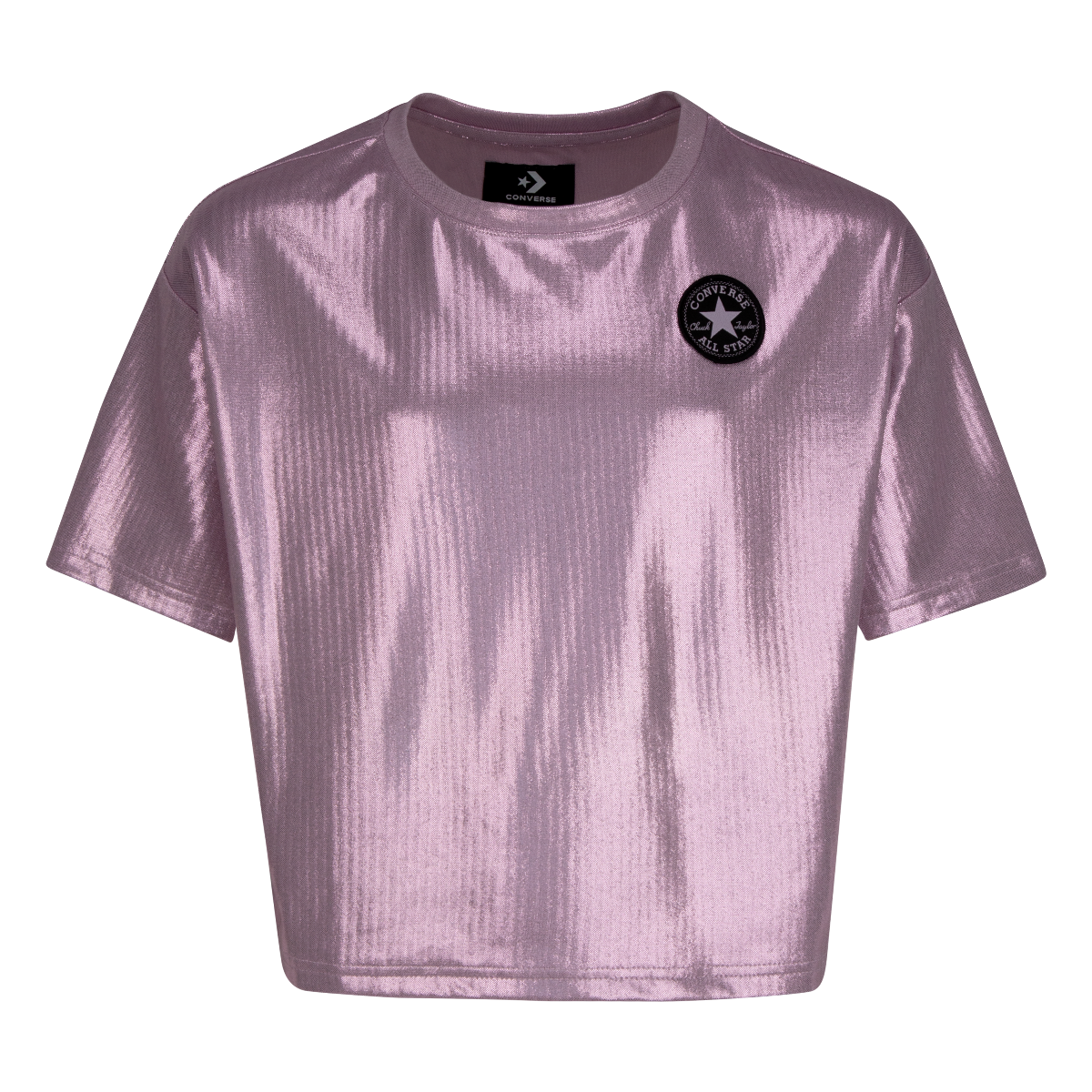 Converse Girls Boxy Foil Knit Top Young Adults Himalayan Salt Front View
